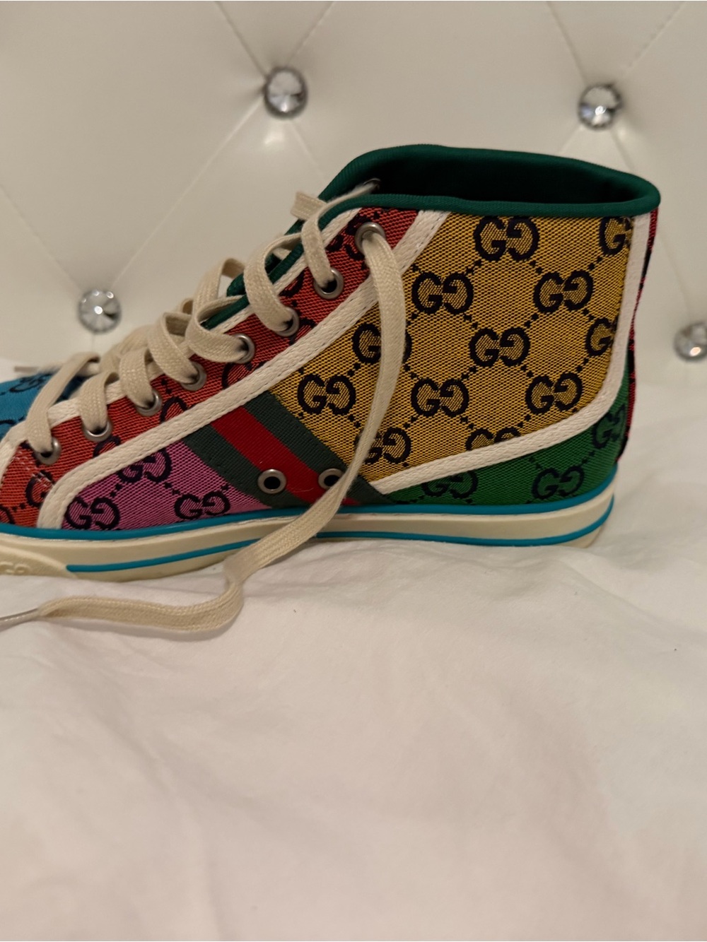 Gucci Multicolor High-Top Logo Canvas Sneakers